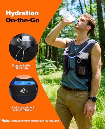 Running Vest for Women Men, Lightweight Breathable Hydration Vest with Large Compartment, Reflective Running Hydration Vest, Run Water Vest for Hiking Cycling Marathon Trail Jogging Race - size: Medium