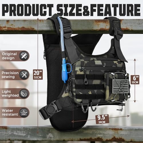 Hydration Vest with 2L Water Bladder for Men and Women,Lightweight Adjustable Hydration Backpack,Hiking Backpack with Water Bladder for Climbing Cycling Hiking - color: Camo