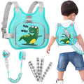 Accmor Toddler Harness Leash+ Anti Lost Wrist Link, Cute Dinosaur Kids Harness with Leash, Collapsible Child Leash Baby Walking Harness Wristband Assistant Strap Belt for Boys Girls to Outdoor Travel - color: Teal/Cool Tyrannosaurus Rex