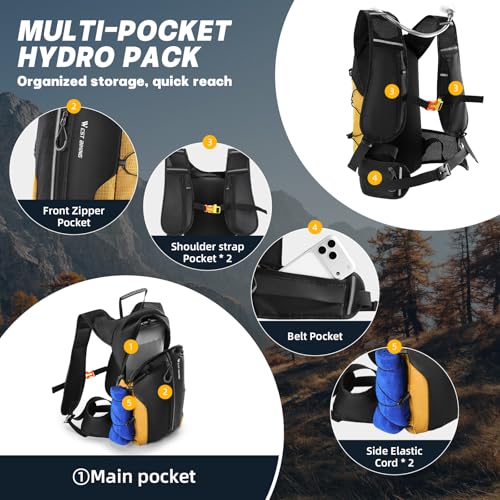 Hydration Backpack - Lightweight Water Backpack with 2L Water Bladder, Small Hiking Backpack for Running Cycling Camping Rave for Men Women - color: Orange1