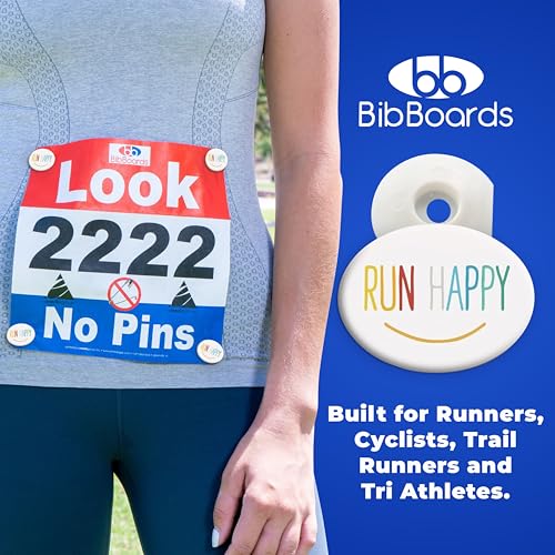 BibBoards bibSNAPS Race Bib Clips, Run Happy, 4 Pack - color: Run Happy