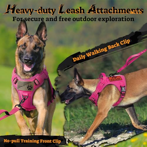 rabbitgoo Tactical Dog Harness for Small Dogs, No Pull Service Pet Vest - color: Rose Red, size: S(Chest:16.1"-31.5",Neck:15.4"-21.6",Back:7.1")
