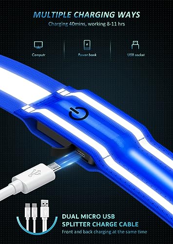 Ylzzrs LED Reflective Belt Sash Walking Gear,Safety Lights for Walkers at Night,High Visibility Safety Rechargeable Reflective Running Gear for Men Women Kids Night Dog Walking Gear - color: Blue