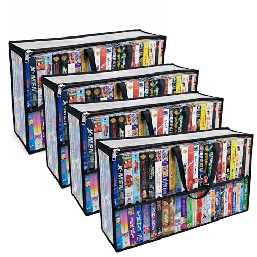 Evelots VHS Storage Bags, 4 Pack, Holds 200 VHS Tapes - size: 4-Pack (Holds 200), style: Vhs Storage Bag