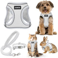 GAMUDA Small Pet Harness Collar and Leash Set, Step in No Chock No Pull Linen Fabric Soft Mesh Dog Vest Harnesses Reflective for Dogs Puppy Cats Kitten Rabbit (White, M) - color: White, size: Medium
