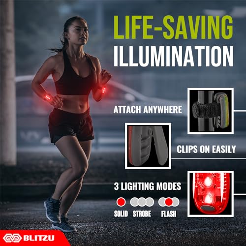 LED Safety Lights 4 Pack, Clip On High Visibility Strobe Light for Walk Run - color: Red