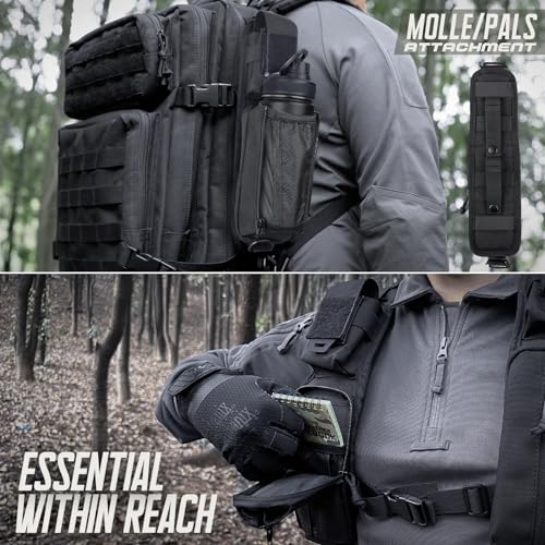 WYNEX Molle Backpack Shoulder Strap Pouches of Water Bottle Pouch Version - color: Black
