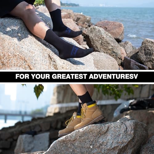 BRISIRA Coolmax Bamboo Viscose Compression Running Socks Crew Mid Calf - color: 2 Pairs Black Full Cushion, size: 9-13