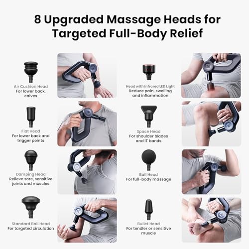 BOB AND BRAD D6 Ultra Massage Gun with Infrared Light, Deep Tissue Percussion with 16mm Amplitude, Professional Muscle Massager for Athletes, Electric Handheld Massager - color: Ruby Black