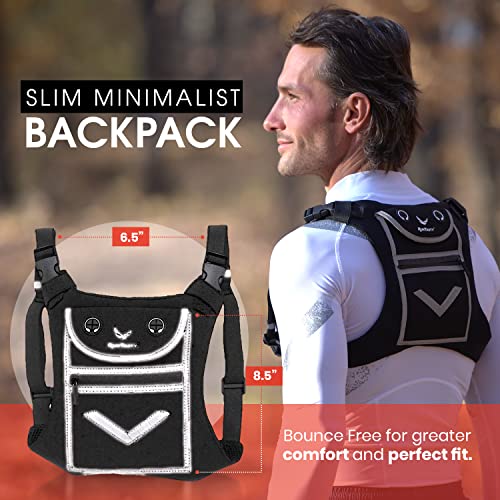 Runtasty Running Mini Backpack Vest for Men & Women, Reflective Phone Holder, Fits Any Phone & iPad Mini, Lightweight Gear - color: Royal Black
