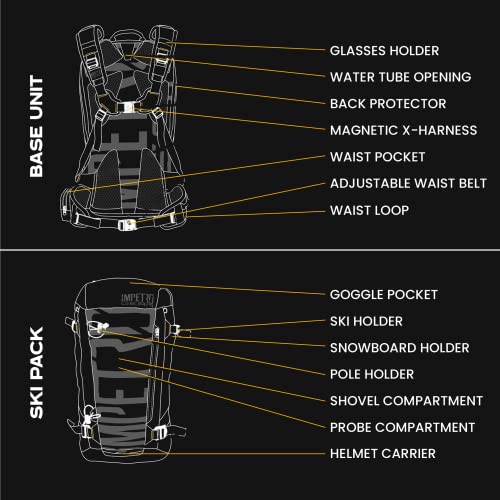 Complete Suite of 4 Outdoor Backpacks - Fully Compatible Base Unit with Bike-Pack, Ski-Pack, Hike-Pack & Mountain-Pack - Hunting Backpack with Searchable RECCO Technology - Travelling Backpack - style: Complete Bundle