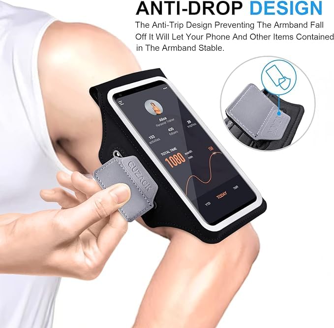 Phone Holder for Running for iPhone 17 16 15 14 13 12 Pro Max/Plus/XR/XS, Galaxy S25/S24/S23/S22, with Card Slot & Key Pockets, Sports Arm Bands Cell Phone Holder Fit Up to 6.9 Inches Phone
