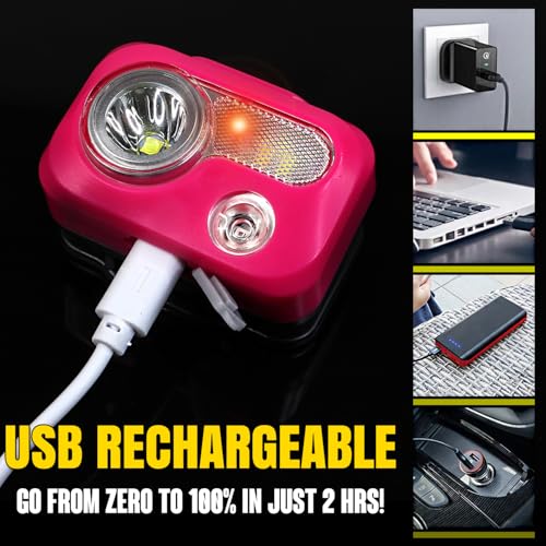 BLITZU Adjustable, Durable, Rechargeable Flashlight, Pink, Battery Powered - color: Pink