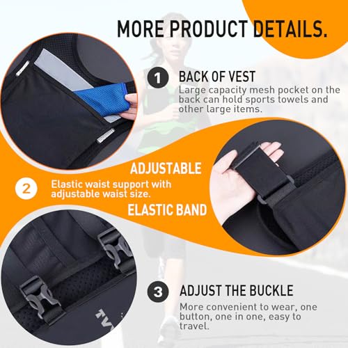 Jogging Vest for Men Women, Lightweight and Small Breathable Hydration Workout Vest with Multiple Pockets for Phones and Water Bottles （Reflective）