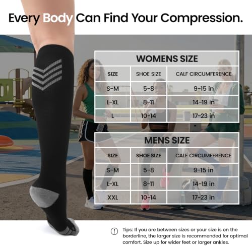 Bamboo Viscose Compression Socks 15-20 mmHg Knee High 3 Pairs Unisex - color: A05-3pair-Black Blue, size: XX-Large