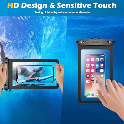 4 Pack 10.5“ Large Waterproof Phone Pouch - Underwater Clear Cell Holder - Universal Water Proof Dry Bag with Neck Lanyard for iPhone 16 Pro Max Samsung Galaxy with Heavy Case for Beach Swimming Pool - color: 4 Purple