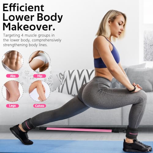Ankle Resistance Bands w/Cuffs, Ankle Weights Women Booty Workout Equipment - color: Black-Pink