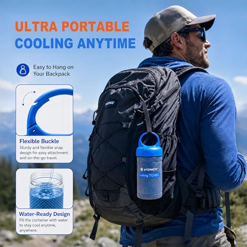 YQXCC 2 Pack Cooling Towels (47"x12"), Ice Cool Towel for Neck & Face - color: Dark Blue/Orange
