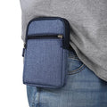 Small Cell Phone Holster with Belt Loop, Men Mobile Phone Belt Clip Pouch, Men's Bag Zippered Phone Belt Holder Phone Case with Clip Bumbag Protector Waist Pouch Wallet with Carabiner Hook Belt Loop - color: Blue