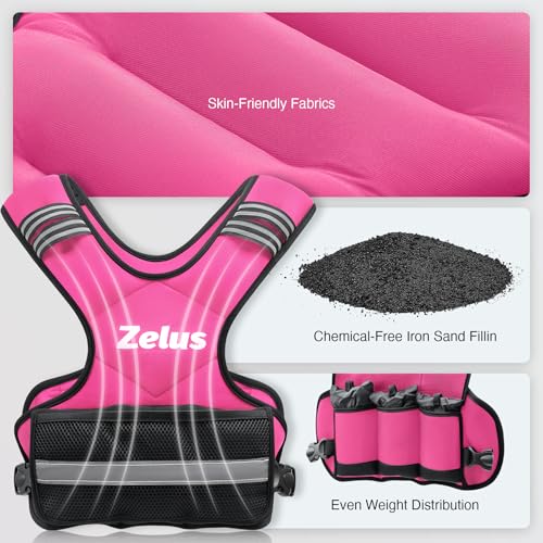 ZELUS Weighted Vest for Men Women,Adjustable 4-32lb Vest, Removable Weights - color: Pink, size: 11-20 lb.