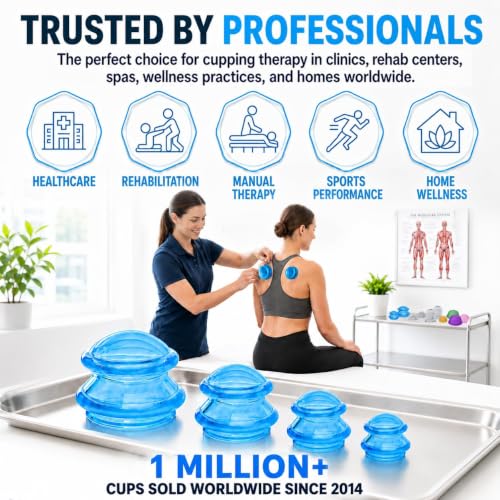 Silicone Cupping Therapy Set Professional Massage Cupping Cups for Cupping Therapy 4 Cup Kit for Massage, Myofascial Release, Cellulite Reduction (Lure Blue) - color: Blue, size: 4 Count