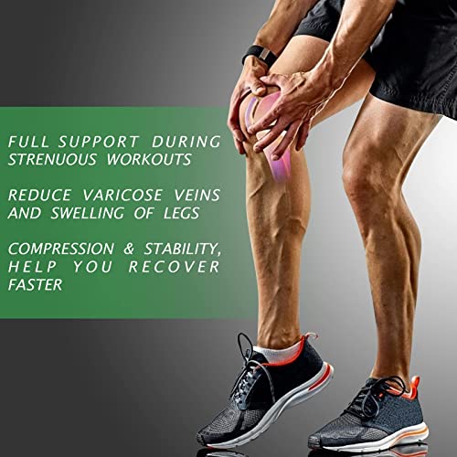 beister Full Leg Compression Sleeve, Long Knee Brace Pair for Adults - color: Black, size: XX-Large