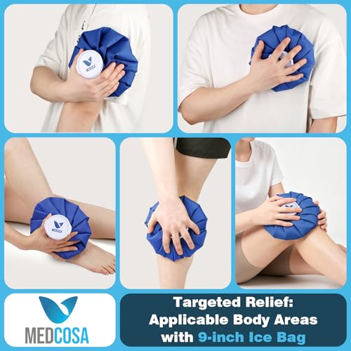 Medcosa Large Ice Bags 9 inches | One Size fits All | Stay Dry, Stay Cool with Our Reusable Soft Fabric Ice Pack | Ideal for Sport Injuries, R.I.C.E Treatment, Scrapes & Headaches - style: Ice Bag - 9 Inches
