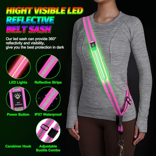 2PCS LED Armband for Running and Walking at Night Safety Gear - color: Pink