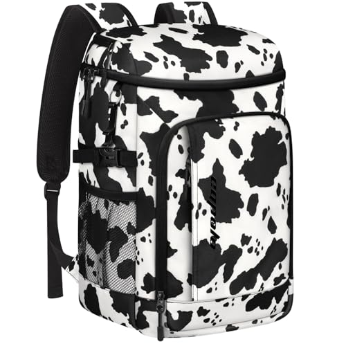 Capolo Cooler Backpack Insulated Leak Proof for Women Men Soft Cooler Bag - color: Cow Print, size: 36 Cans