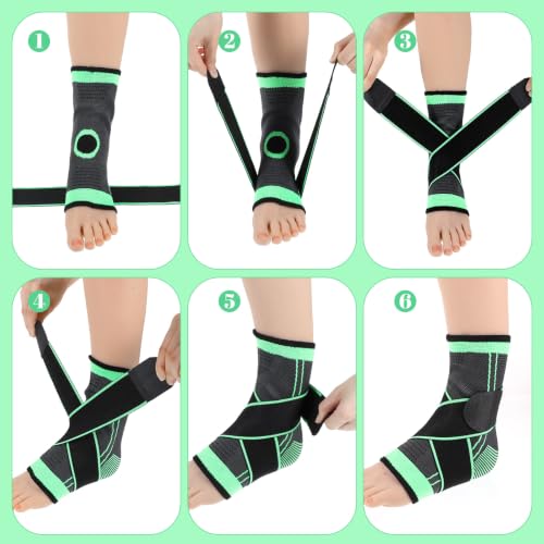 2Pcs Ankle Brace for Kids, Adjustable Ankle Support with Arch Support - size: Large