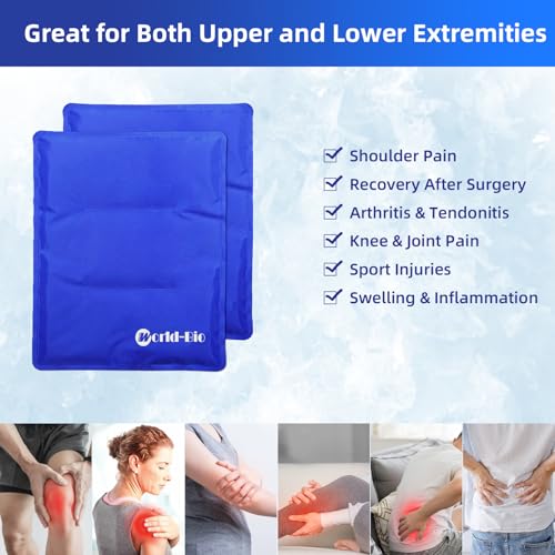 WORLD-BIO 2Packs Flexible Large Ice Packs for Injuries Reusable - size: 2 Count 11" x 14"