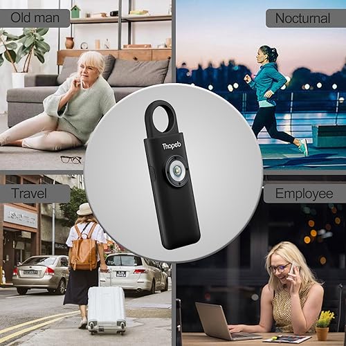 Thopeb Personal Safety Alarm for Women – Upgraded Rechargeable - color: Black