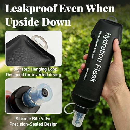 2x Soft Flask 500ml Foldable Hydration Flask Reusable
