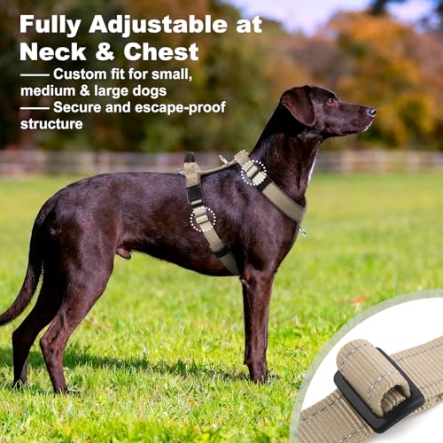 No Pull Dog Harness with Handle, Reflective Soft Mesh Padded Vest - color: Beige, size: M