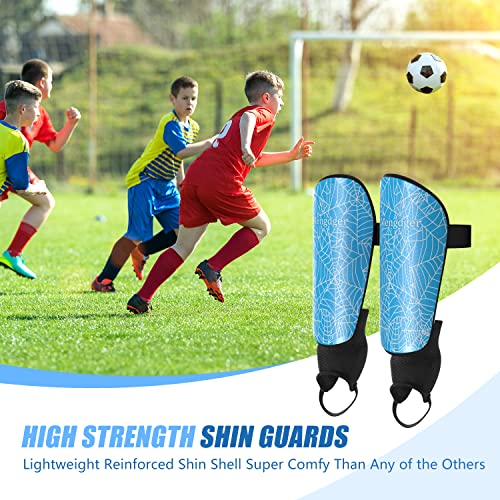 Shin Guards Soccer Youth Kids Boys Girls Toddler Shin Pads Child EVA Cushion Protection Reduce Shocks Injurie Calf Protective Gear Suitable for 4 5 6 7 8 9 10 11 12 Years Old - color: Blue Ankle, size: Medium