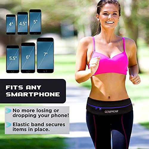 Running Belt | Runner Fanny Pack for Women and Men | Adjustble Waist Band Pack for Storage Phone - color: Black / Waist 30"-45"