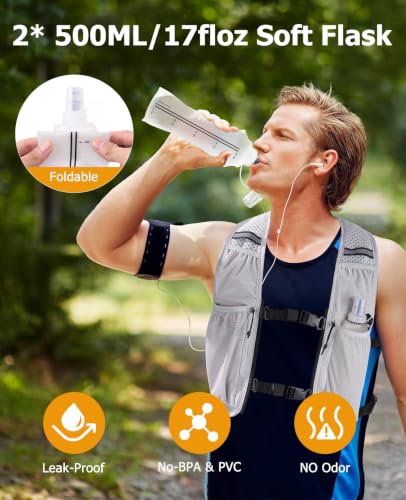 NOOLA Running Vest for Women Men Lightweight with Dual 500ML Soft Flasks