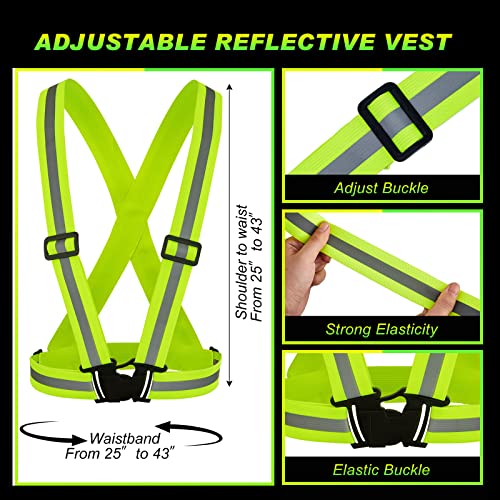 Hercicy 12 Pcs Reflective Safety Vest Hi Vis Adjustable Straps Yellow - color: Yellow