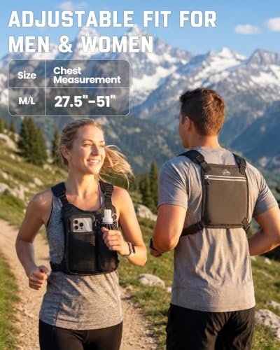 Zelvot Running Vest with 500ml Soft Flask, Chest Pack with Phone Pouch - color: Black
