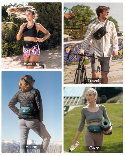 WATERFLY Small Fanny Pack RFID Blocking Travel Hiking Crossbody Waist Bag - color: Black