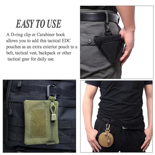 2 Packs Tactical EDC Pouches Compact Mini Military Molle Utility Pouch Accessories Organizer Bags Coin Purse Keychain Pockets Credit Card Holder for Waist Pack - color: 2 Pack Circle Black