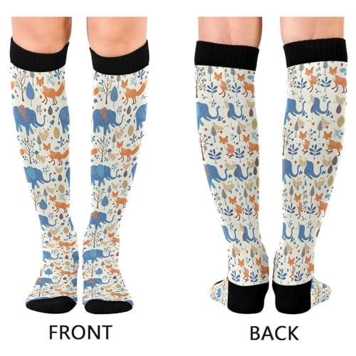 Wusikd Cats Compression Socks for Women and Men Circulation Cute Long Socks for Athletic Running 1 - color: Elephant