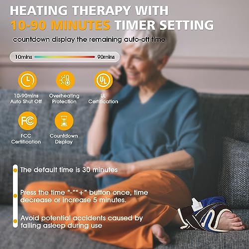 JOBYNA Heating Pad for Ankle, Upgrade Electric Heated Ankle Wrap for Ankle Pain Relief and Plantar Fasciitis Relief, 86℉-158℉ & 10-90mins Auto Shut Off (1 Pack)