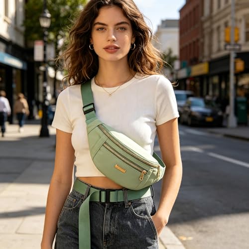 Fanny Pack Crossbody Bags for Women, Waist Pack Belt Bag Cross Body Purse for Running Sports Travel Hiking - Light Green - color: D Light Green