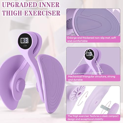 Thigh Hip Trainer Kegel Exerciser, Pelvic Floor Exercise Devices, Inner Thigh Exerciser for Women Men, Thigh Exercise Equipment - color: Purple