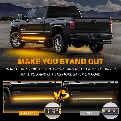 XRIDONSEN 2PCS 70 inch Running Board Light Strip Amber Strobe Lights - color: Amber