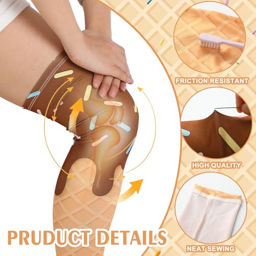Mepase 6 Pairs Ice Cream Drip Leg Sleeve Full Length Knee Protector UV Protect Sleeves Athletic Compression Leg Cover for Women Men Youth Sports Cycling Football Basketball Accessory