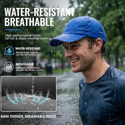 Waterproof Baseball Cap Running Hat Mens Womens Rain Hat Quick Dry Golf Hat with Sweatband Outdoor Breathable Sports Cap - color: Blue