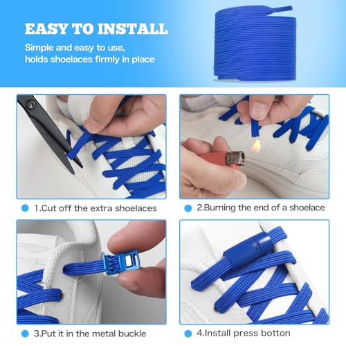 Neo-wows No Tie Shoelaces Elastic Laces for Kids Adults Athletic Sneakers - color: Blue1