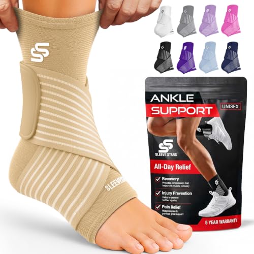 Sleeve Stars Ankle Brace Men & Women Support (Single/S:9"-10"/Beige) - color: Beige, size: Small
